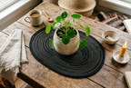 Oval Rope Placemat with Ceramic Pot