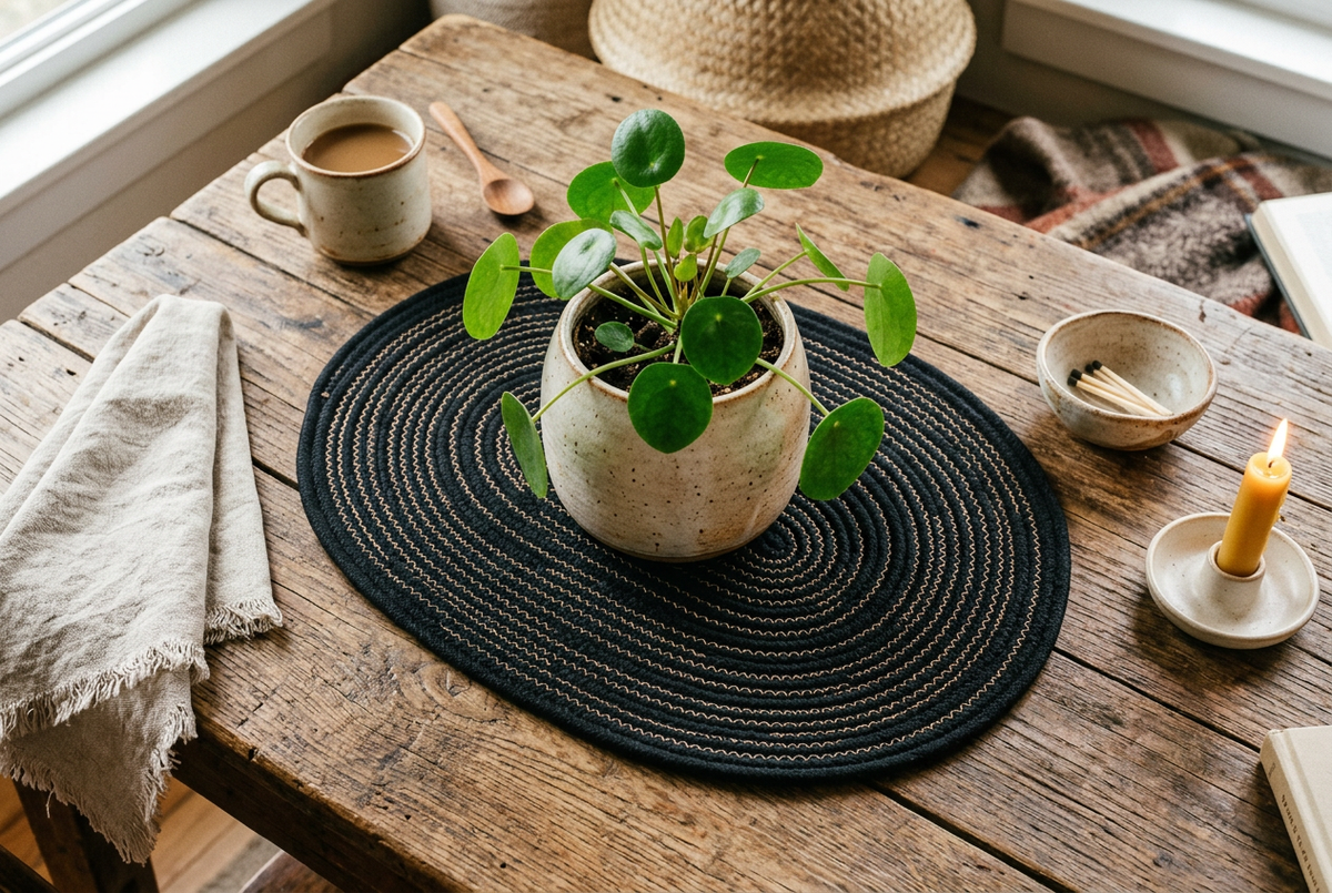 Oval Rope Placemat with Ceramic Pot
